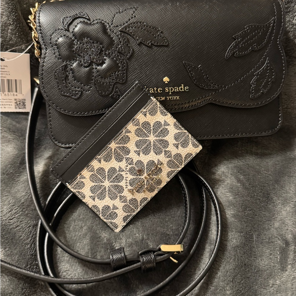 Kate Spade Black Floral Embossed Women's Bag - Picture 4 of 5